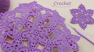 ЦВЕТОЧНЫЙ УЗОР крючком - очень простое ВЯЗАНИЕ И СОЕДИНЕНИЕ мотивов Easy Crochet motifs pattern 