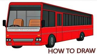 How to draw a BUS in 3D on Computer using Paint Program | Easy Bus Drawing Tutorial | Drawing a Bus.