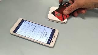 Using Square, mobile phone and contactless card reader in action