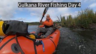 Gulkana River Day 4: Fishing and takeout.  Chilaxin in the Packraft and catching Greyling