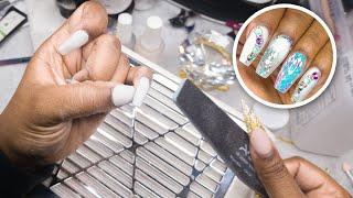Acrylic Nails Tutorial – Acrylic Fill at Home – Short Bling Nails