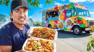 Eating at Random Food Trucks In My City For 24 Hours...