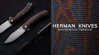FOLDING KNIFE FOLDER MANTIS 6 BLACK TIMASCUS BALBACH FULL DRESS HERMAN KNIVES
