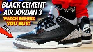 They Messed Up?…2024 Air Jordan 3 BLACK CEMENT ON FEET REVIEW! Worth The Hype?