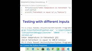 Program to Convert Fahrenheit to Celsius | Python Programming | Faiz Rasool Online