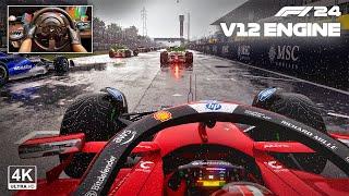 F1 24 V12 ENGINE MOD - Charles Leclerc's Ferrari SF24 | Japanese GP Steering Wheel Gameplay