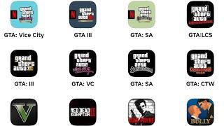 GTA Vice City The Definitive Edition,GTA III,GTA San Andreas,GTA Liberty City Stories,Chinatown Wars