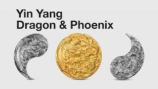 Yin Yang Dragon and Phoenix 龙凤 Antiqued & Gold Gilded, 2x 1oz 999 Fine Silver Collectible Coin