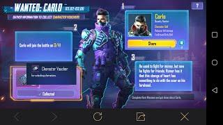 Pubg Mobile Wanted Carlo || Full Dress || emote Mvp || Wanted carlo character