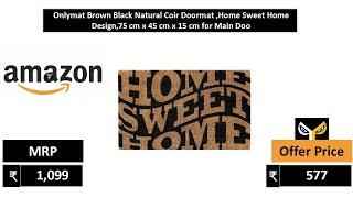 Onlymat Brown Black Natural Coir Doormat ,Home Sweet Home Design,75 cm x 45 cm x 15 cm for Main Doo