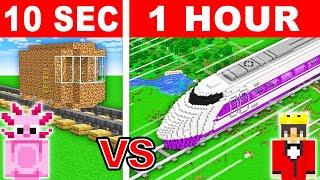 10 Seconds vs 1 Hour - Train House Build Challenge in Minecraft