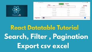 React Table | Search Filter Pagination Export | Hooks