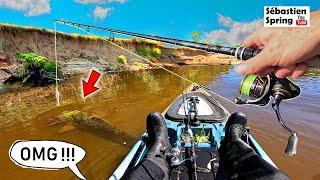 This fish is WAY TOO BIG for my Fishing rod !!! Exploring new spots with my KAYAK