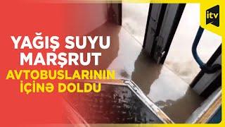 Sabunçuda su avtobusların içinə doldu