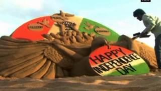 Sudarshan Patnaik creates sand sculpture to mark Independence Day