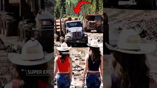 INSANE! LOGGING AMERICAN TRUCK BATTLES DEATH ROAD! 58 ️ #shorts #americantruck #logtruck #viral