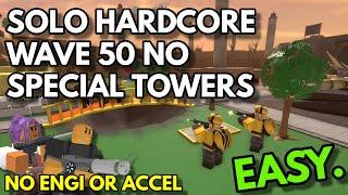 SOLO HARDCORE WAVE 50 NO SPECIAL TOWERS | ROBLOX Tower Defense Simulator