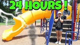 24 HOURS at the PARK PLAYGROUND FOR KIDS ALONE!!! 24 Hour Challenge