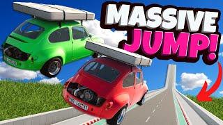 Jumping Flying Cars Off the BIGGEST RAMP in BeamNG Drive Mods Multiplayer!