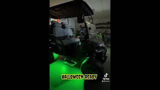 Our Matte Black NEVO L4 with underglow lighting is perfect for trick or treating#golfcart #nevo