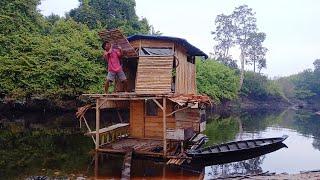 camping di pinggir sungai tertidur nyenyak di rumah rakit/terbangun sampai pagi