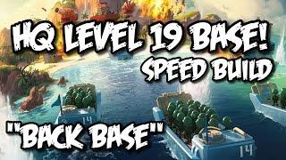 Boom Beach - HQ 19 Setup Speedbuild! "Back Base" Defense Strategy Base Layout!