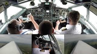 Engines: 3, Pilots: 3, Climb Rate: 0. :) Yak-40 loud but shallow Minsk Takeoff! [AirClips]