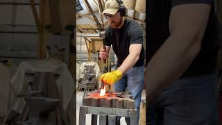 Matthew is learning how to forge his first axe! https://fireironforge.com/classes #fireironforge