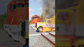 tRUCKS VS RAILWay track #shortvideo#beamngdrive #simulation #india #truck #speedbump