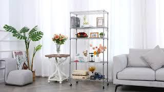 How to Install Homdox 5 Tier Heavy Duty Wire Metal Storage Shelves with Wheels？