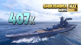 Battleship Shikishima: +400k damage on map North - World of Warships