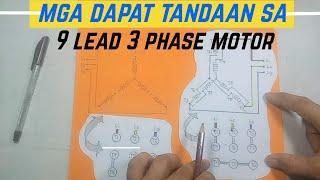 9 LEAD 3 PHASE MOTOR WITH HIGH AND LOW VOLTAGE CONFIGURATION DIAGRAM