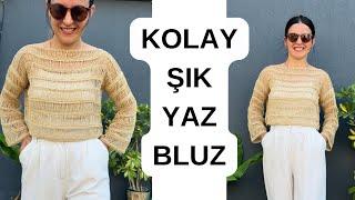 HERKESİN KOLAYLIKLA YAPABİLECEĞİ ŞIK KOLAY YAZ BLUZ YAPIYORUZ  #crochet