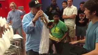 Arturo Sandoval Demonstrates Instrument to Students!