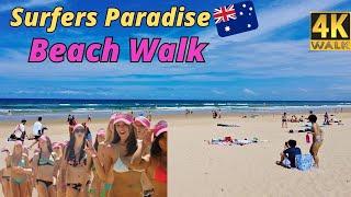 4k Beach Walk Australia  Gold Coast  Surfers Paradise Beach