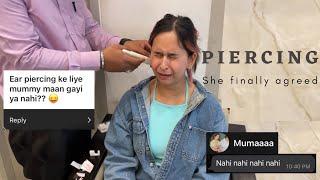 My Mom FINALLY said yes to Piercing | *she went with me*