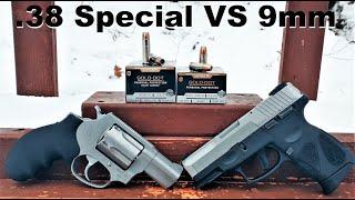 Short Barrels 9mm+P VS .38 Special+P Speer Gold Dot Ballistic Test