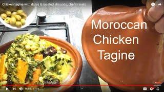 Traditional Moroccan Chicken Tagine with Dates Almonds & couscous #chefstravels.com