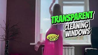 Fully TRANSPARENT Dress - Transparent cleaning windows - Try On Haul