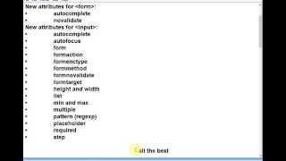 HTML5 Attributes New From Attributes from and input type html 5