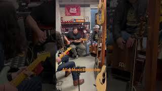Kicking’ it Stevie Ray Style showroom Blues Jam after hours R&B on the Strat & Meinl Cajon Box Drum