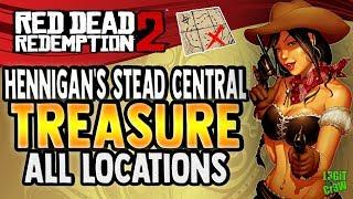  Red Dead Redemption 2 Online  HENNIGAN'S STEAD CENTRAL Treasure Map Location All Locations RDR2