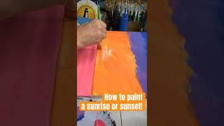 Learn how to paint a sunrise or sunset in acrylic paints #acrylicpaintingtechniques #art #shorts