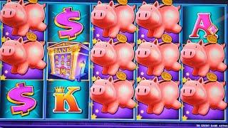 1st Spin Bonus Then JACKPOT On Piggy Bankin Slot Machine