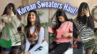 Trying Korean Sweaters from *newme* ||Everything Under ₹999/- #koreanfashion #winterhaul #trendy