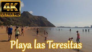 TENERIFE 4K | BEACH WALK -  Las Teresitas Beach ️ [Spain - Spectacular Beach]  24ºC 2021