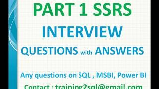 SSRS Interview Questions with Answers Part 1