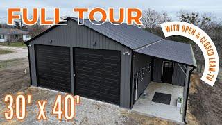 30x40 Metal Workshop with Lean-to Porch Tour | Texas Custom Metal Buildings | WolfSteel Buildings