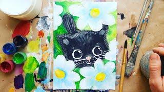 CAT and Daisies | Drawing for children! Adults can too