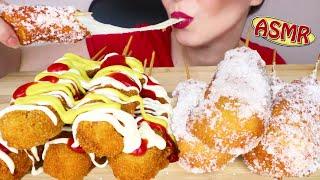 MOZZARELLA CHEESE & SAUSAGE CORN DOGS  | Korean Street Food | ASMR Mukbang | Real Eating Sounds